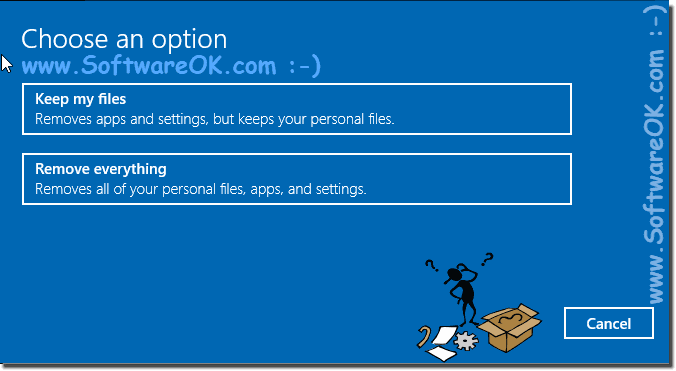 Choose reinstall options for Windows 10!