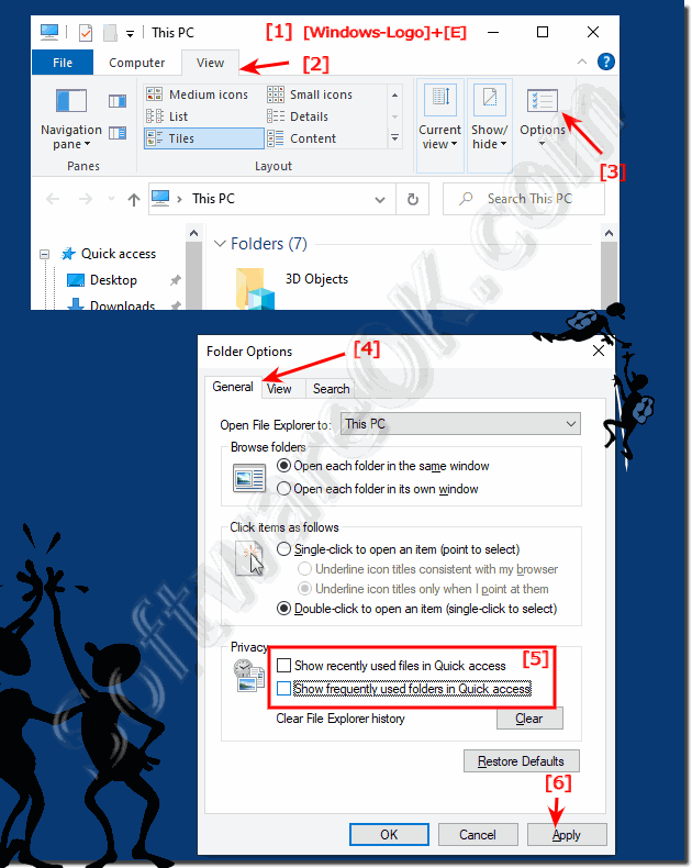 Show frequent folders in MS-Explorer (Windows 10 quick access)!