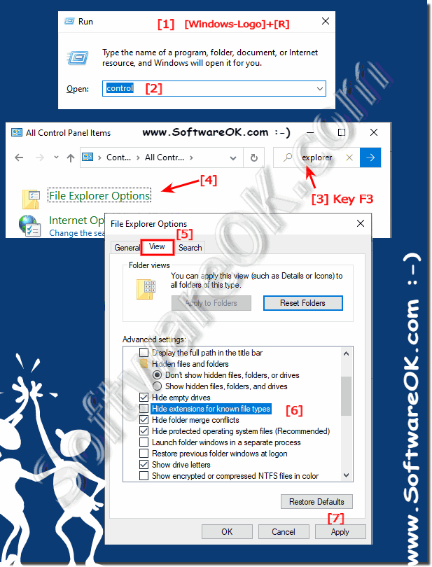 Show the filename extension in Windows-10 Explorer1