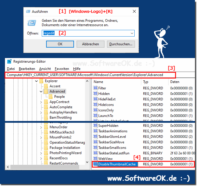 Deactivate the thumbnail cache in Windows 10, 8.1!