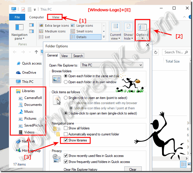 Windows-10, show libraries in MS-Explorer!