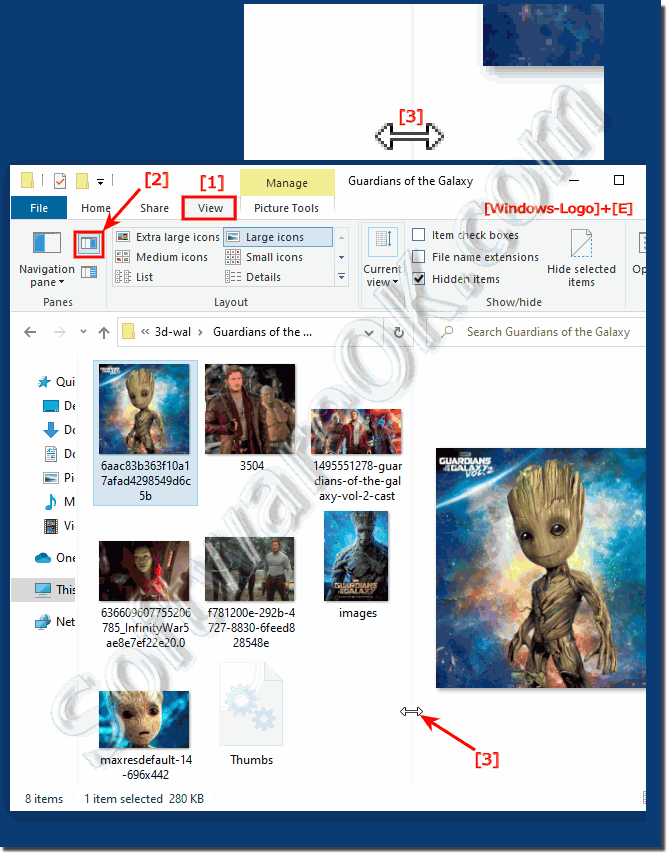 preview panel size in Windows 10!