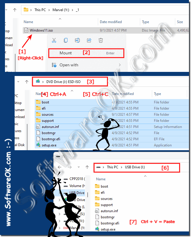 Copy Windows 11 installation data to the USB stick!
