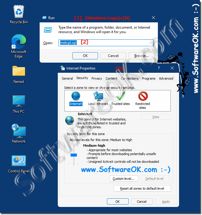 Open the Internet Options on MS Windows 11!