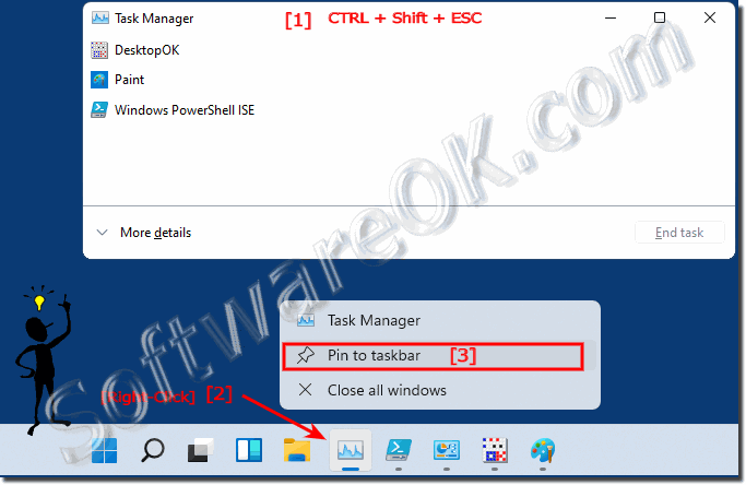Option to start the Windows 11 Task Manager via Taskbar Click!