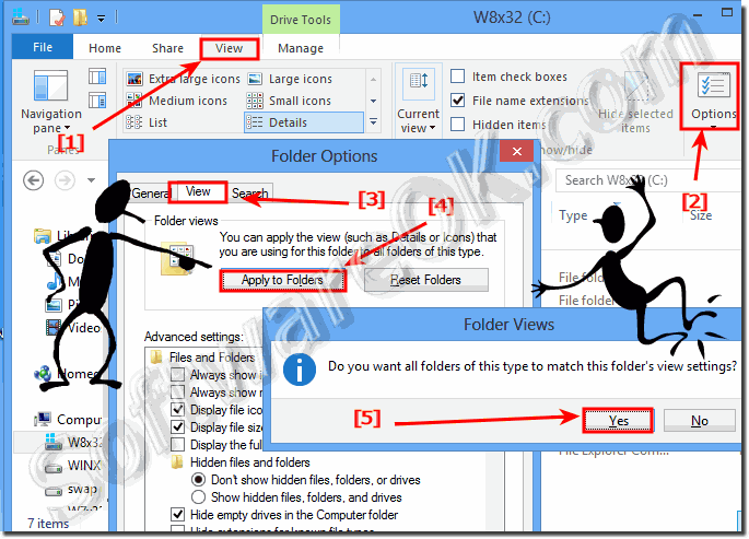 Copy Windows 8 folder view settings for all folders, (match, transfer)?