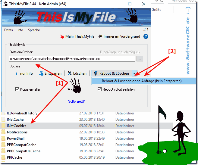 Delete the Cookies folder in Windows 8.1 / 10!
