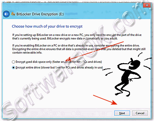 Encrypt used disk space only or Encrypt entire drive on Windows-8