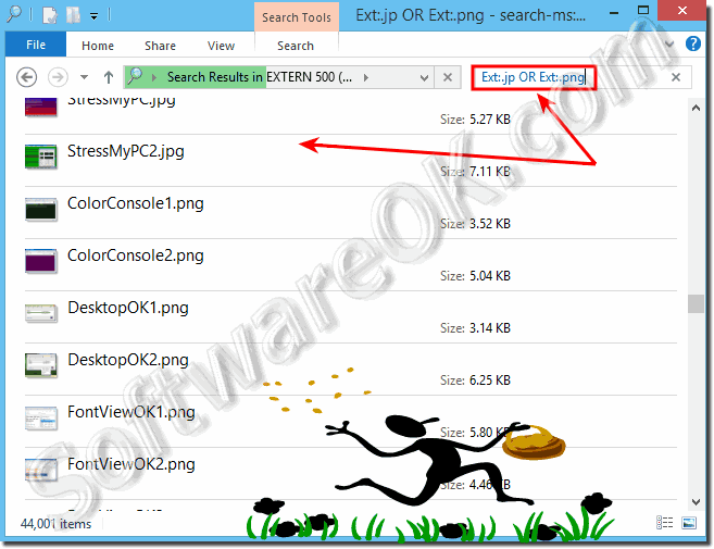 Search for different file extensions in the Windows Explorer!