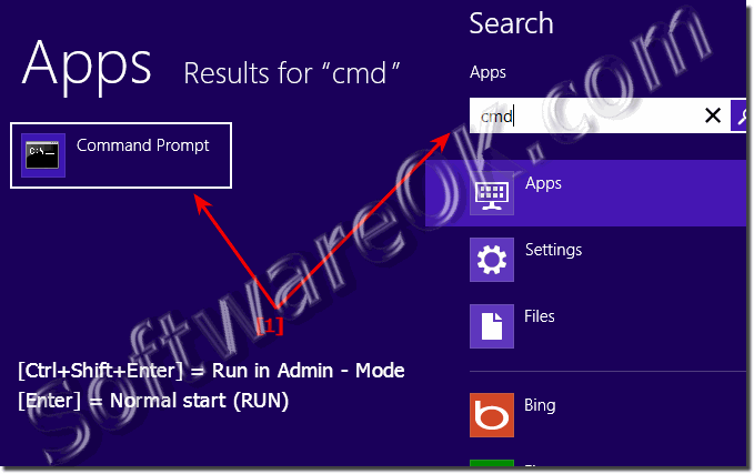 Start the Windows 8 cmd.exe in administrator mode