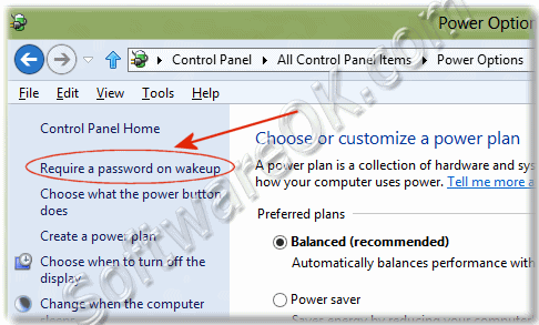 Windows-8 Requiere password on wakeup!