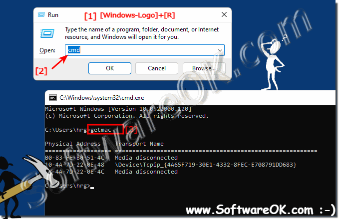 windows command prompt get mac address