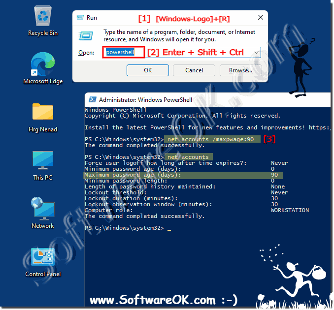 Set maximum password age / expiration date via Windows PowerShell!