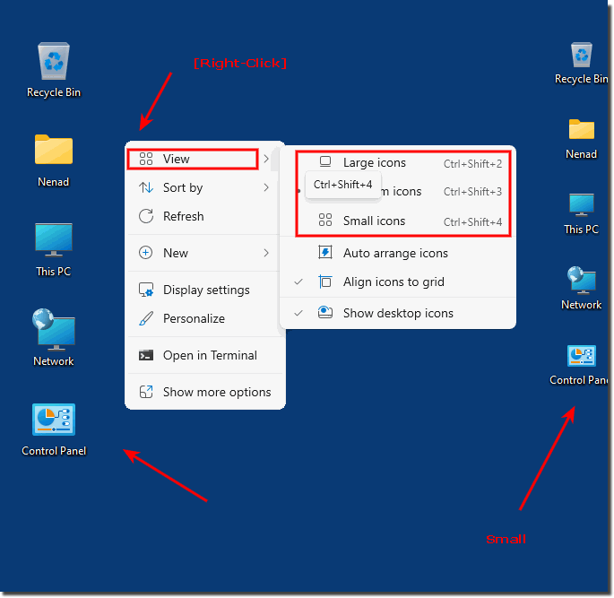 Medium and small desktop icons on Windows!