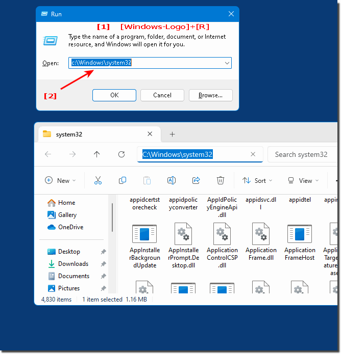 The System32 directory on Windows OS!