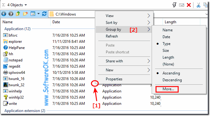 change the groups settings in explorer Q-Dir