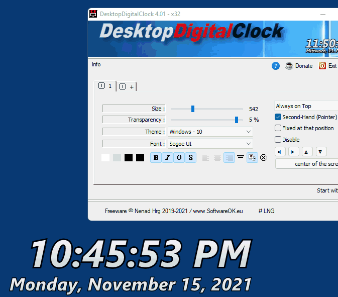 desktop digital clock windows 10