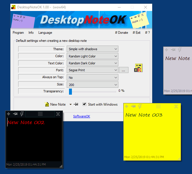 windows 10 desktop note