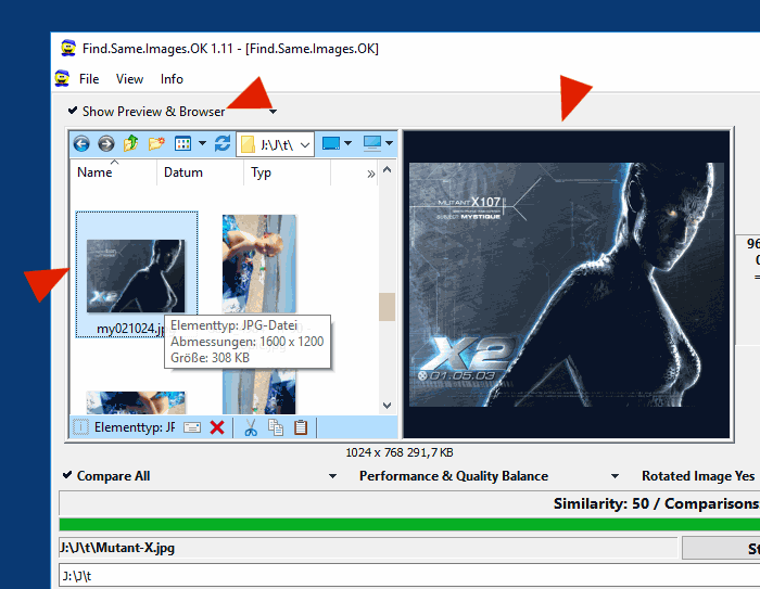 Image Comparison - Preview in Internal Explorer and Image Viewer!
