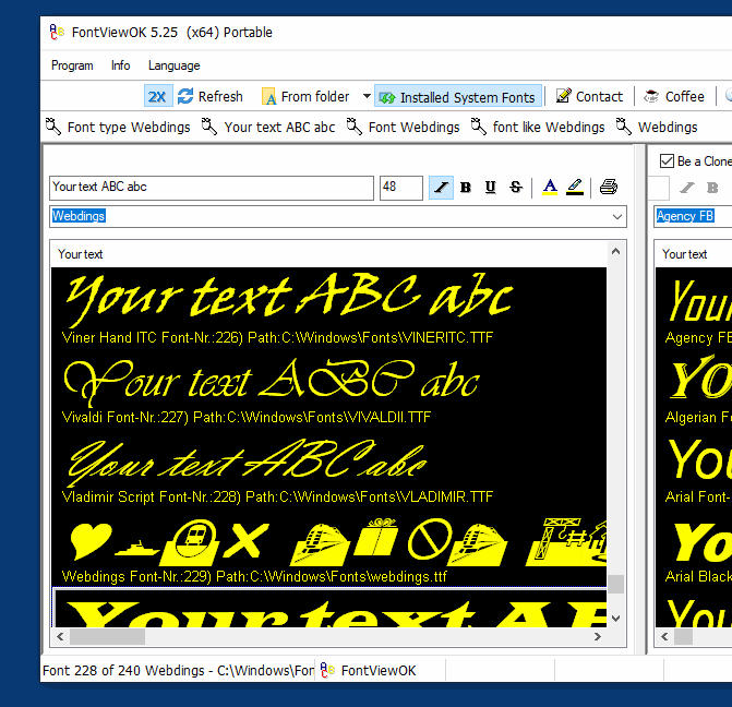 List fonts from a folder under Windows that are not installed, but how?