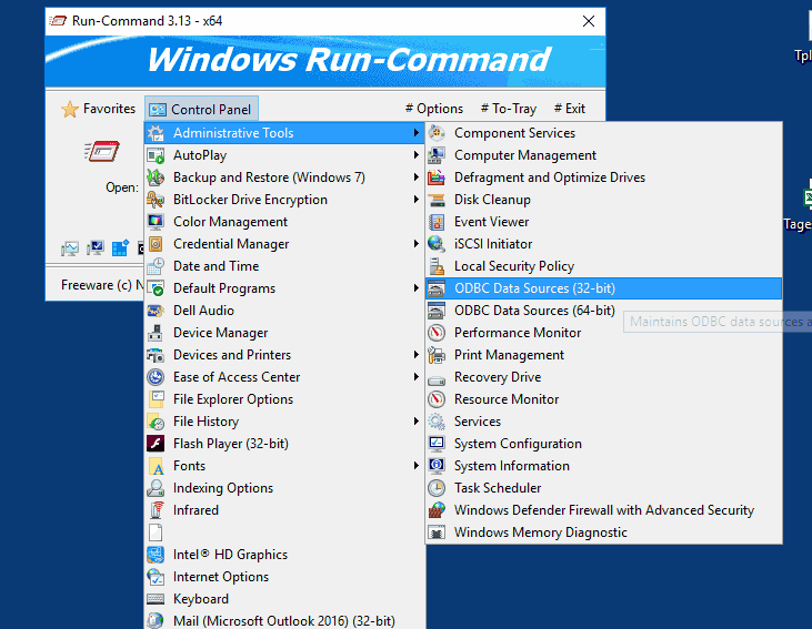 The Control-Panel menu in Run-Command easy to use!
